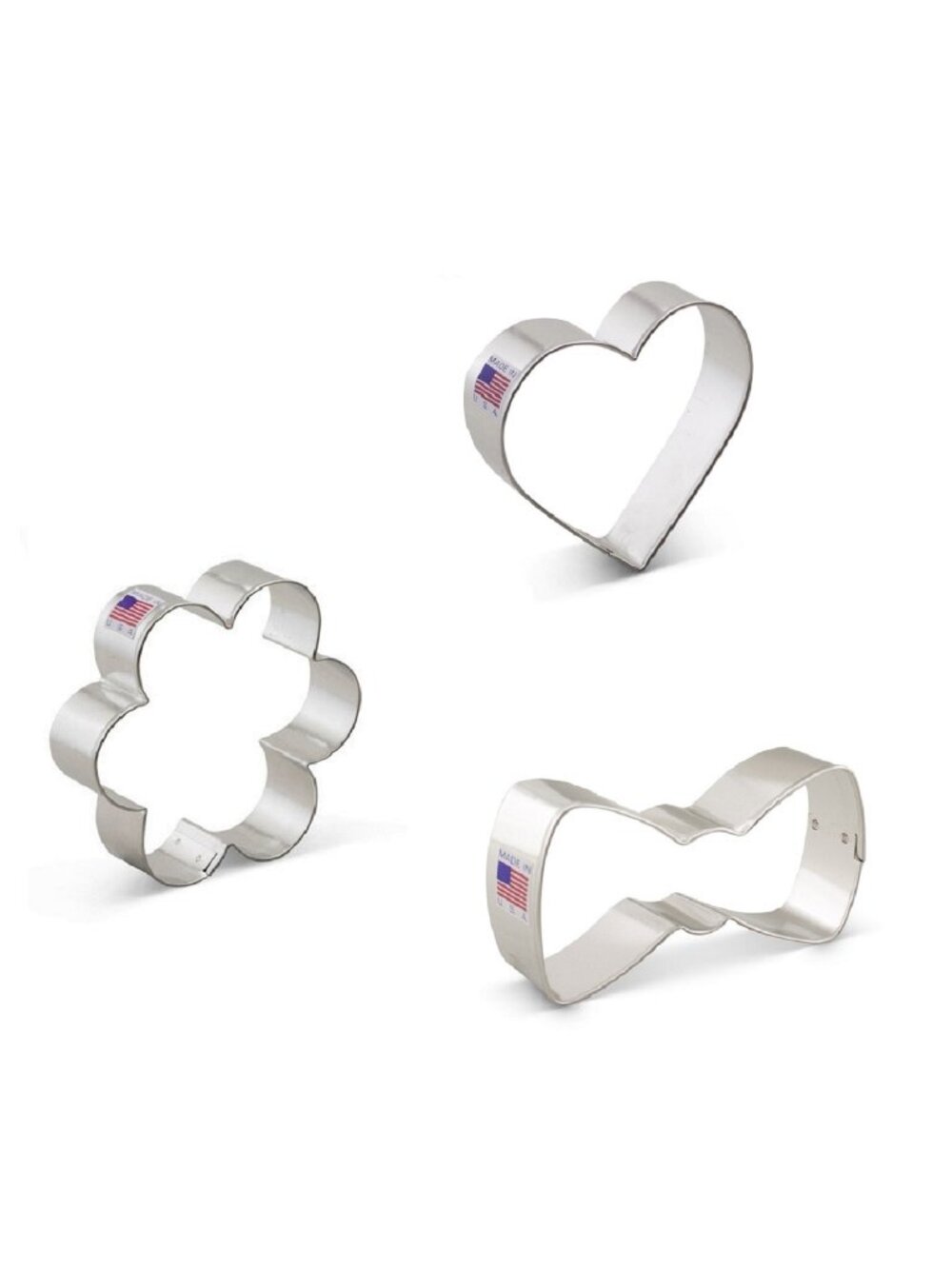 💎 3 brand new Ann Clark Cookie Cutters: Flower . Bow Tie . Heart